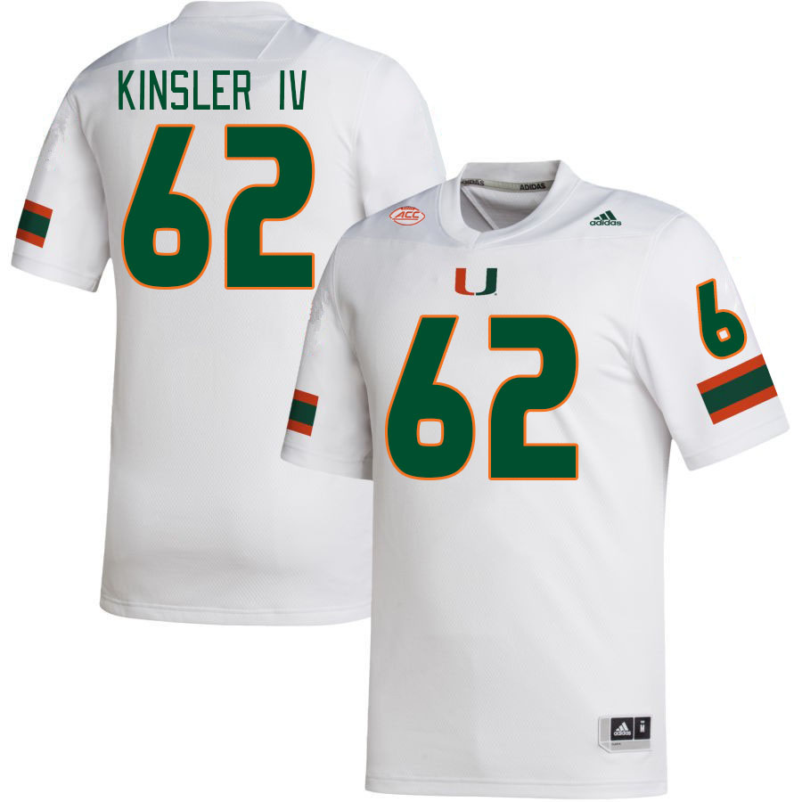 Men #62 Tommy Kinsler IV Miami Hurricanes College Football Jerseys Stitched Sale-White
